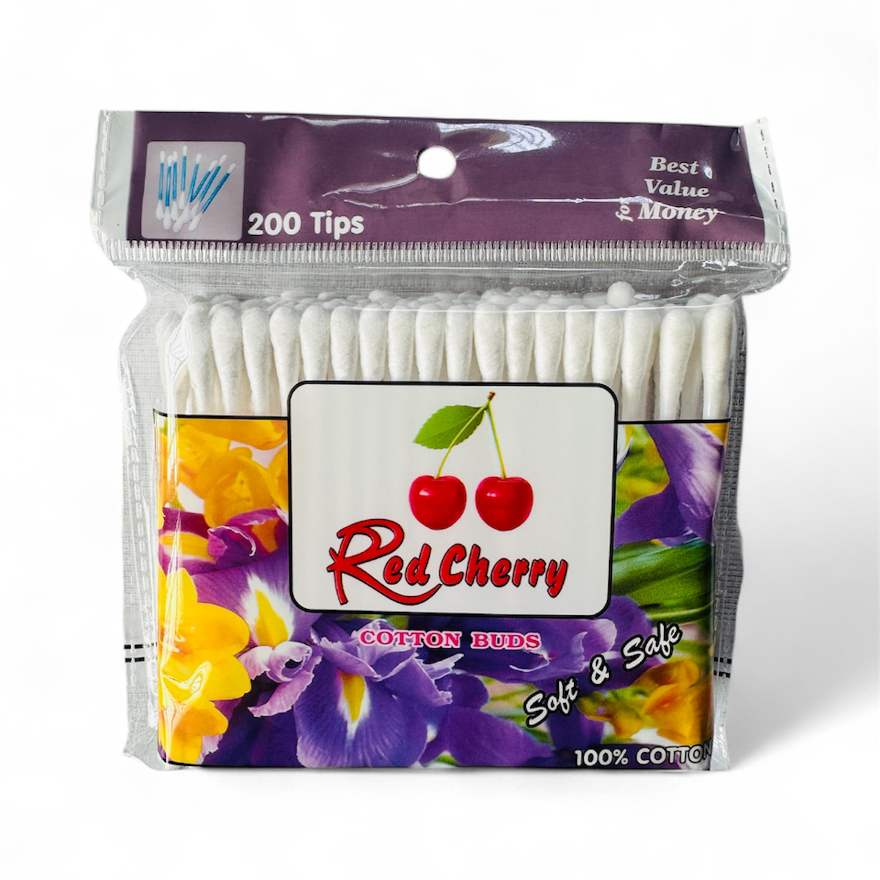 Red Cherry Cotton Buds – 200 Tips | Soft & Safe | 100% Cotton