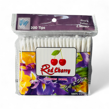 Red Cherry Cotton Buds – 200 Tips | Soft & Safe | 100% Cotton