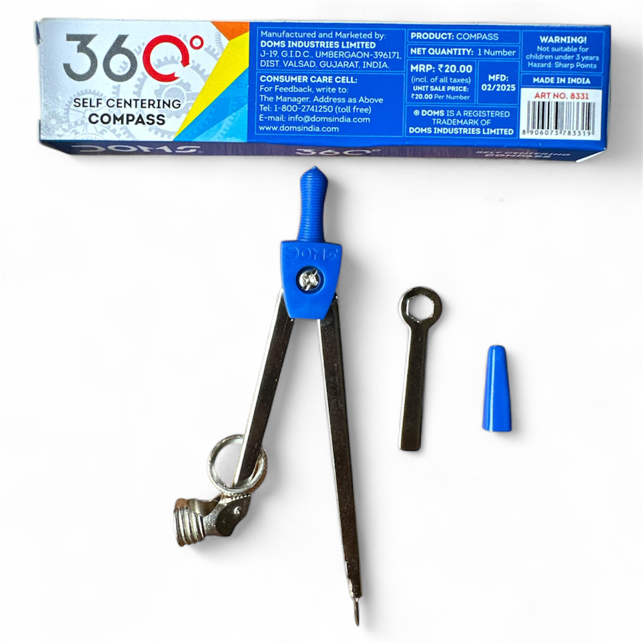 DOMS 360° Self-Centering Compass – Geometry Made Easy!