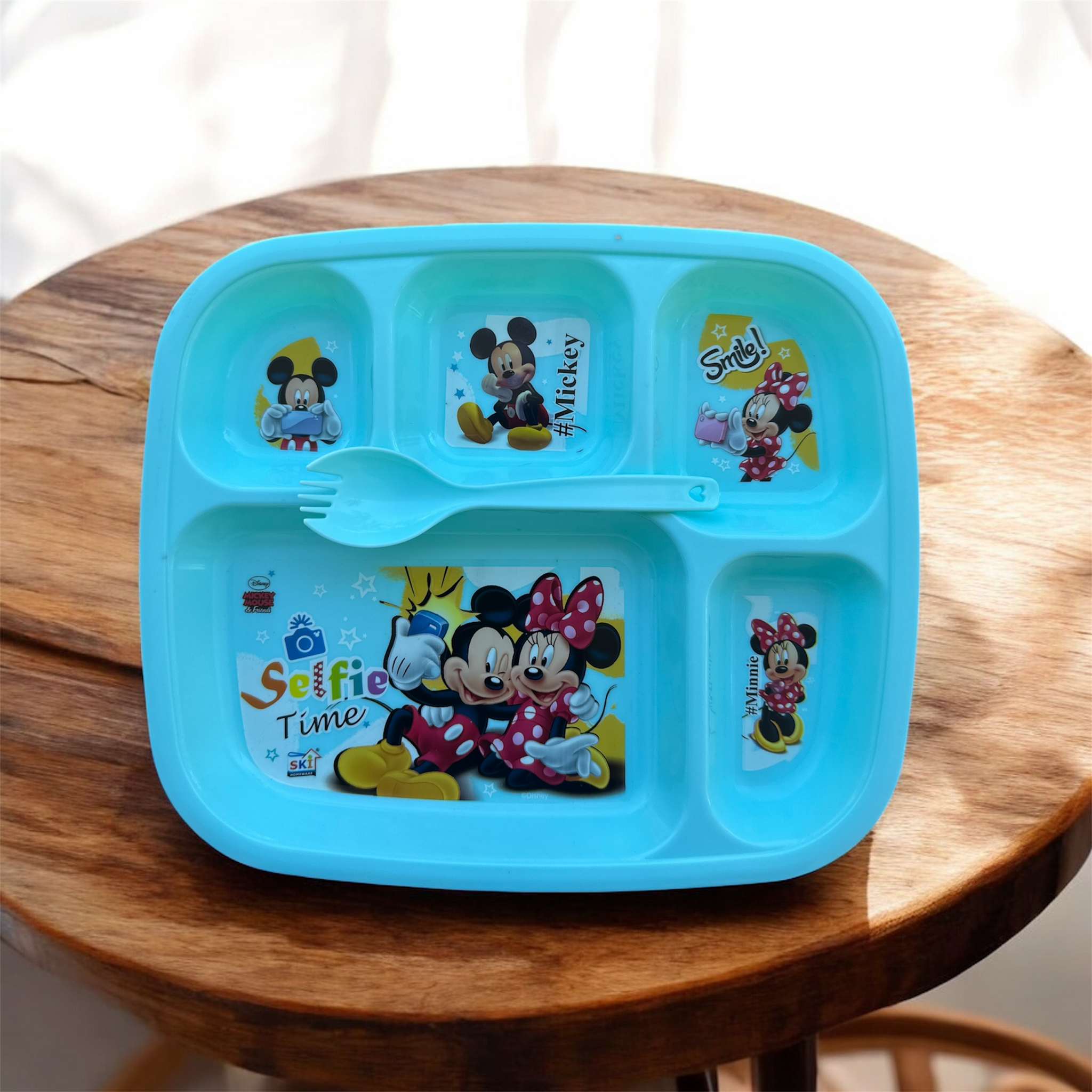 Kids Cartoon Compartment Plate with Spoon – Fun Mealtime for Little Ones!