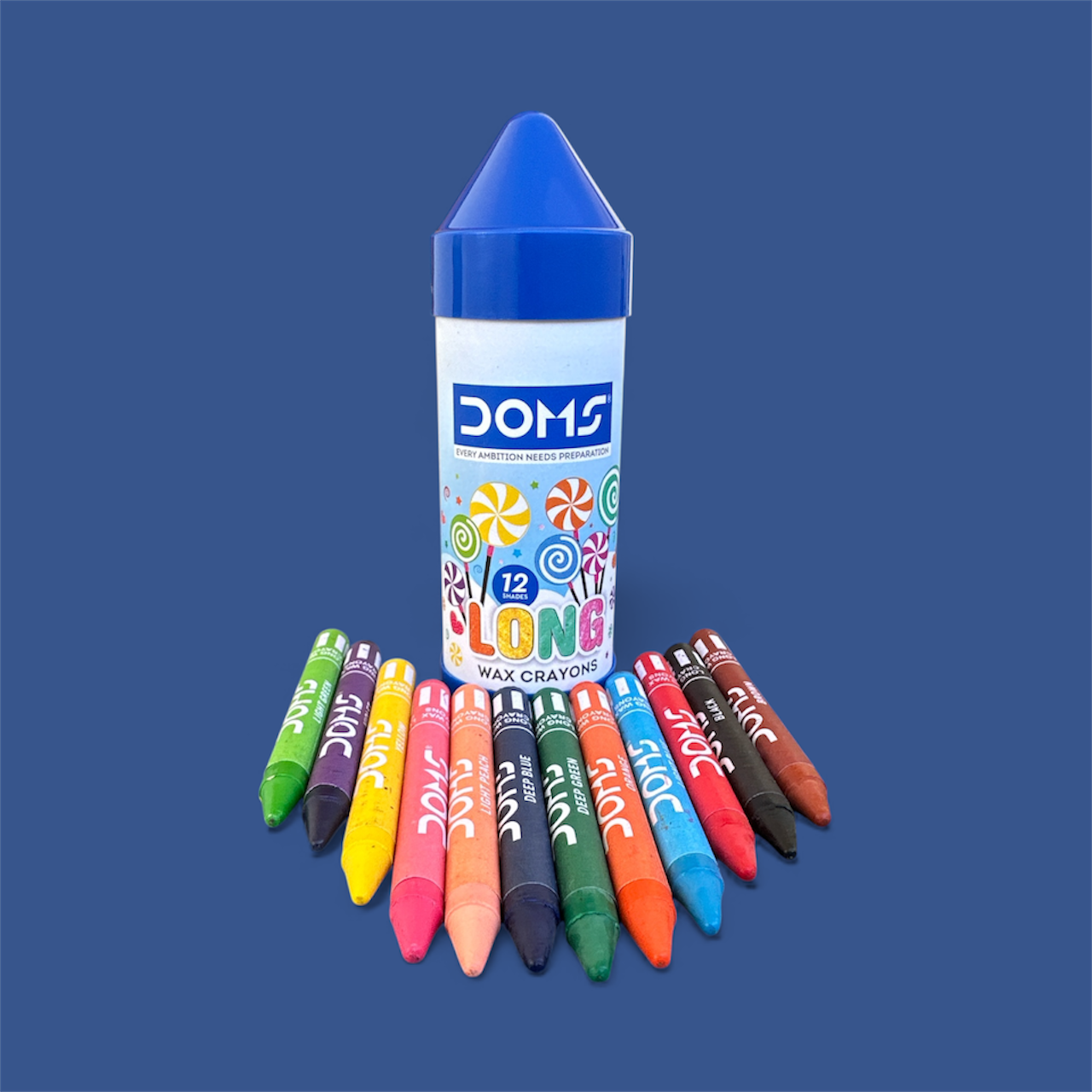DOMS 12 Long Wax Crayons – Jar Pack | Bright, Smooth & Easy Colouring