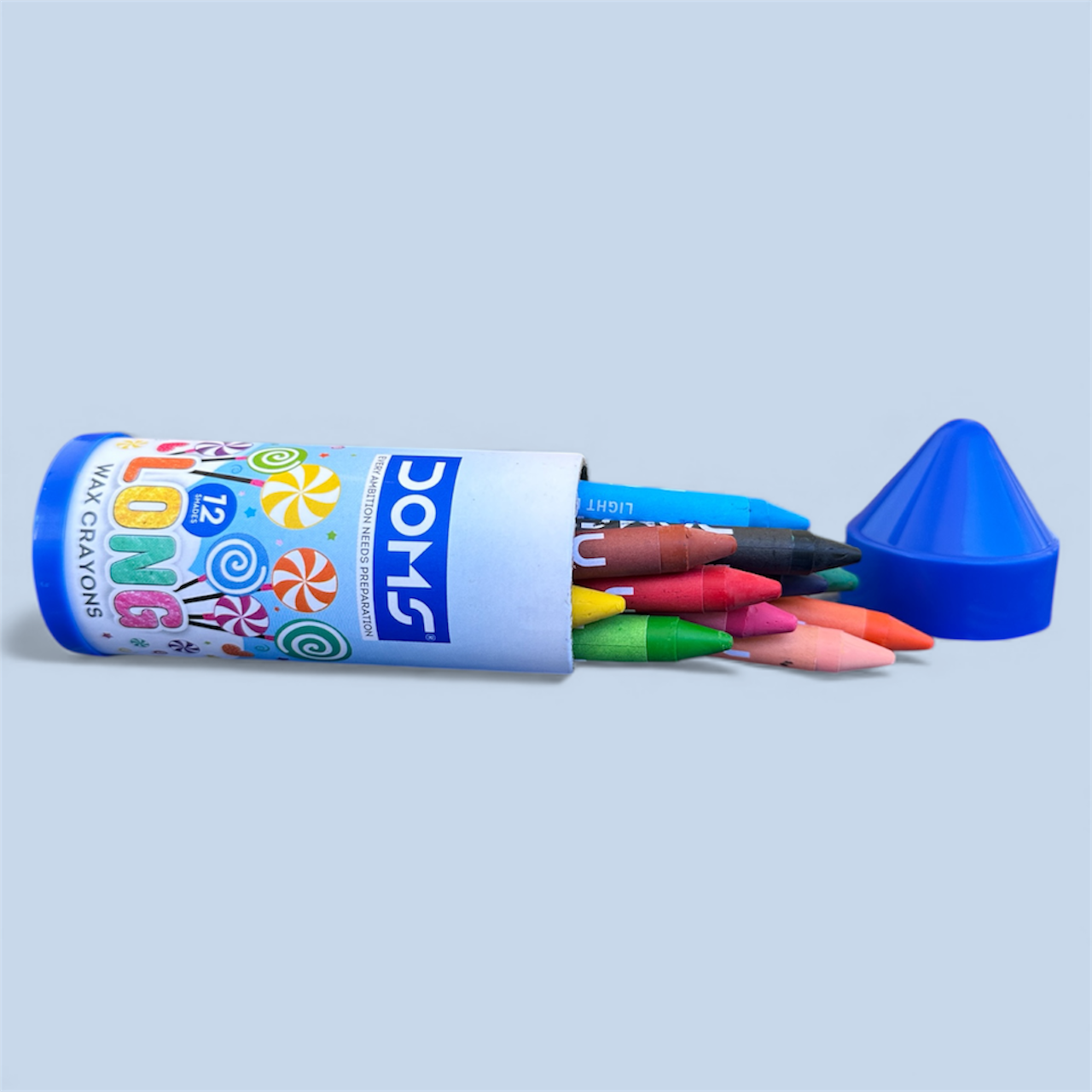 DOMS 12 Long Wax Crayons – Jar Pack | Bright, Smooth & Easy Colouring