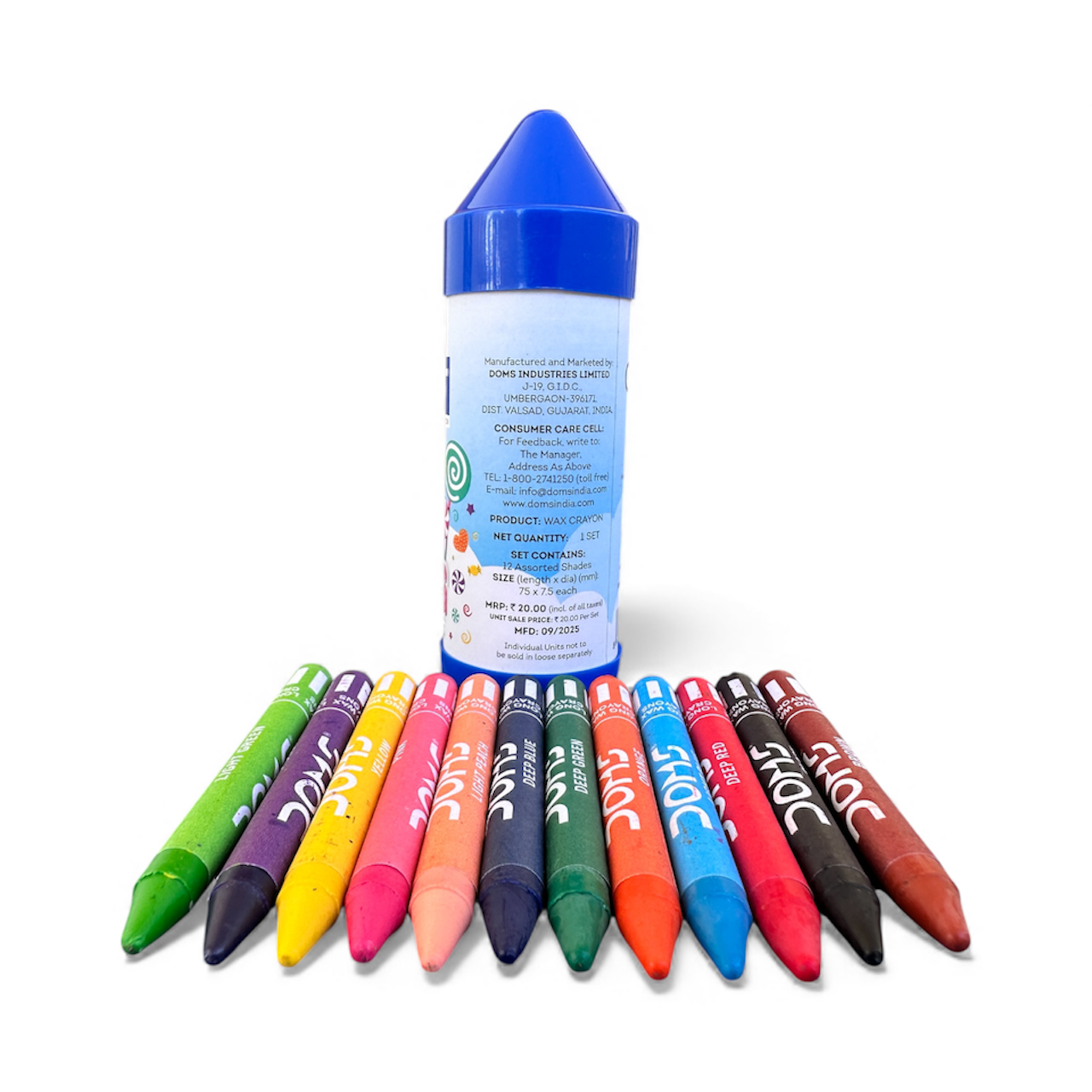 DOMS 12 Long Wax Crayons – Jar Pack | Bright, Smooth & Easy Colouring