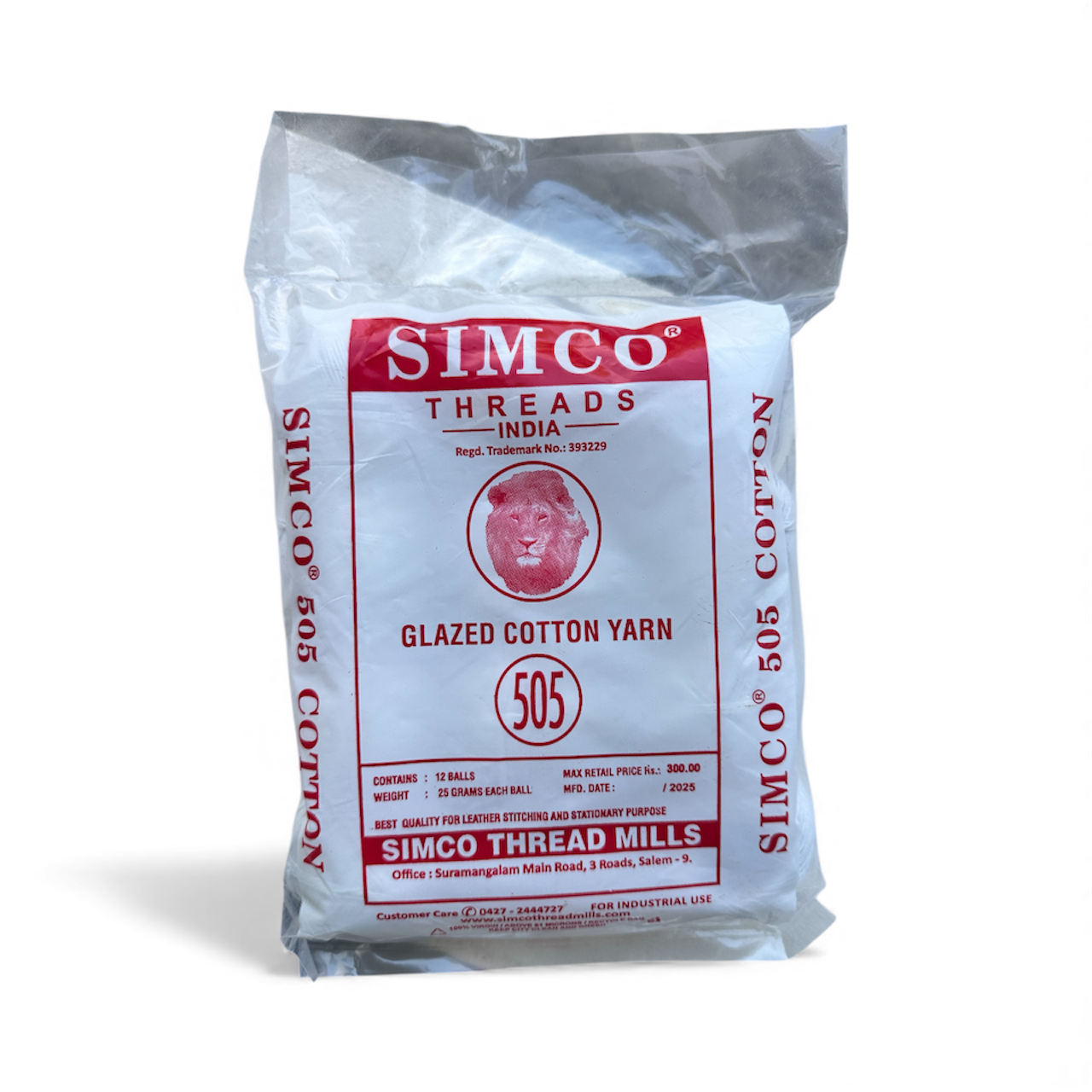 SIMCO 505 Glazed Cotton Yarn – Premium Quality (Pack of 12 Balls)