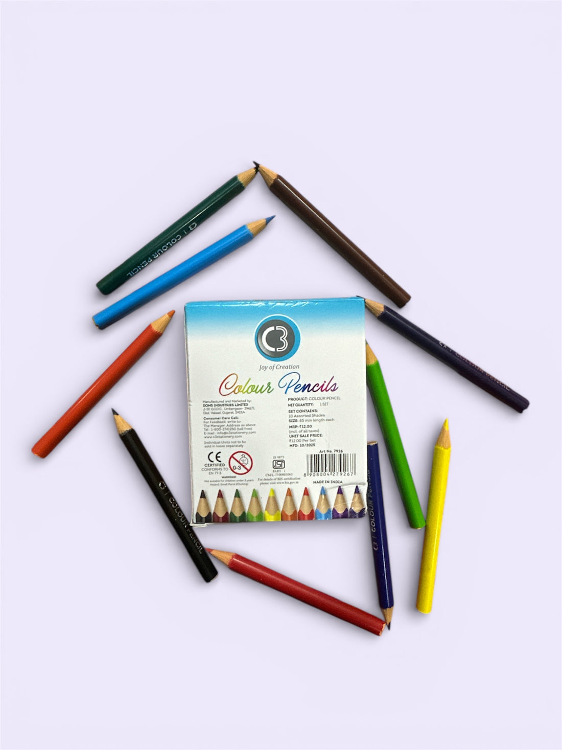 C3 Colour Pencils: Bright Colors for Bright Minds.12 shades